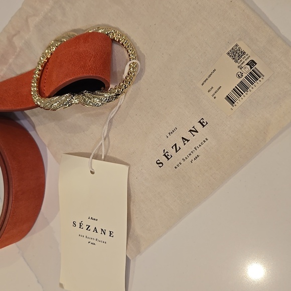 Sezane Artemis Belt, Peach, Size 80, NWT, From Paris, Comes With Floral Clutch - Picture 13 of 17